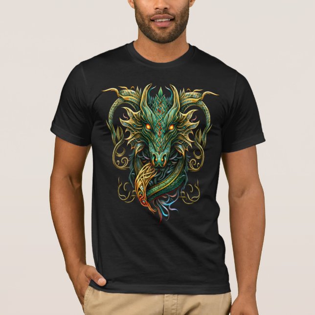 Gothic Guardian Mystic Dragon T Shirt (Framsida)