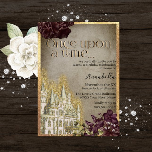 Gothic Guld Castle Fairy Tale Theme Inbjudningar (Skapare uppladdad)