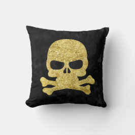 Gothic Guld Faux Glitter Skull & Kor Bones Kudde