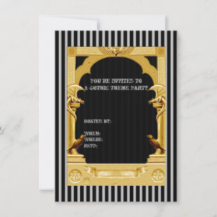 Gothic Guld Ram Party-inbjudan Inbjudningar
