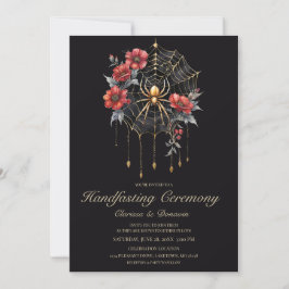 Gothic Guld & Röd Spindel Blommig Web Handfasting Inbjudningar