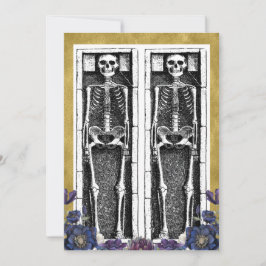 Gothic Guld Skeleton Spooky Halloween fest Inbjudningar