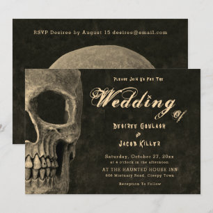 Gothic Halal Skull Head Vintage Sepia Hallobröllop Meddelande