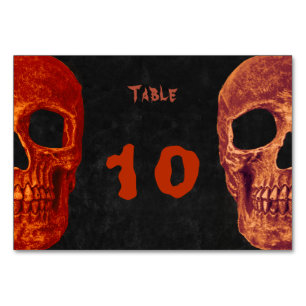 Gothic Halal Skull Orange Black Halloween Bröllop Bordsnummer