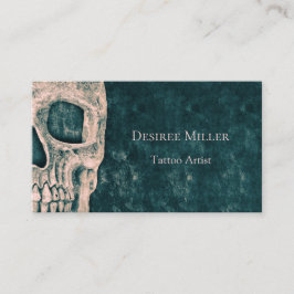 Gothic Halal Skull Teal Grönt Beige Tattoo Artist Visitkort