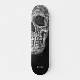 Gothic Halfal Skull Black and White Grunge Struktu Mini Skateboard Bräda 18,5 Cm