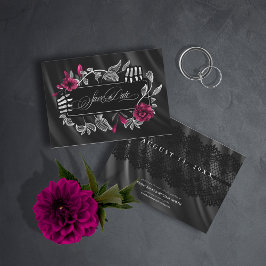 Gothic Hallobröllop Skeletal Snöre Burgundy ID866 Spara Datumet