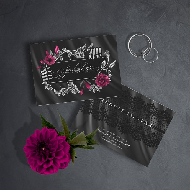 Gothic Hallobröllop Skeletal Snöre Burgundy ID866 Spara Datumet (Skapare uppladdad)