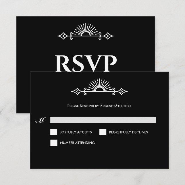 Gothic Halloween Alternative Wedding RSVP Card OSA Kort (Fram/baksida)