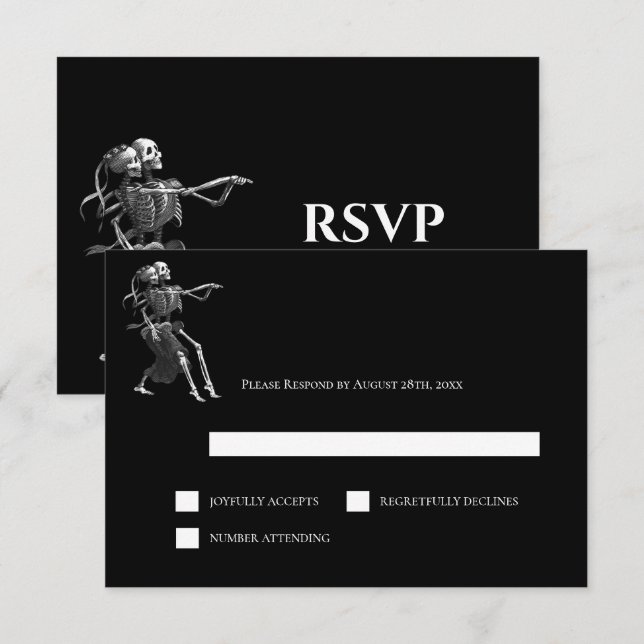 Gothic Halloween Alternative Wedding RSVP Card OSA Kort (Fram/baksida)