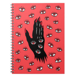 Gothic Halloween Art - Black Hand Spooky Ögon Anteckningsbok