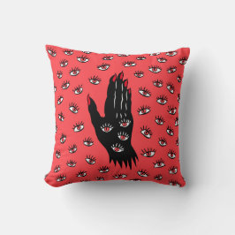 Gothic Halloween Art - Black Hand Spooky Ögon Kudde