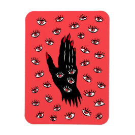 Gothic Halloween Art - Black Hand Spooky Ögon Magnet