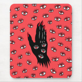 Gothic Halloween Art - Black Hand Spooky Ögon Musmatta