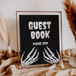 Gothic Halloween Baby Shower Guest Bok-tecken Poster