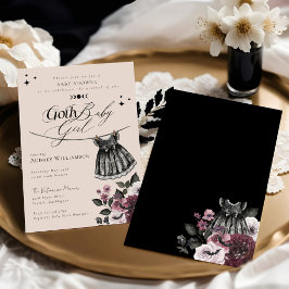 Gothic Halloween Black Dress Goth Girl Baby Shower Inbjudningar