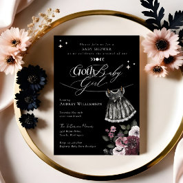 Gothic Halloween Black Dress Goth Girl Baby Shower Inbjudningar