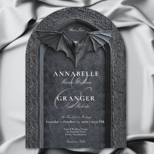 Gothic Halloween Black Fladdermus & Arch Bröllop Inbjudningar