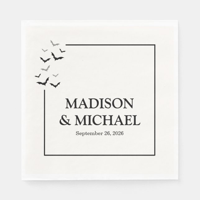 Gothic Halloween Black Fladdermus Bröllop Pappersservett (Framsidan)