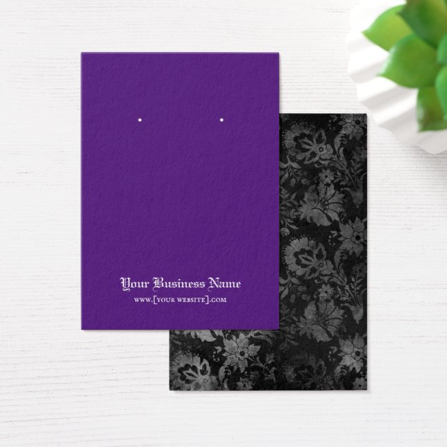 Gothic Halloween Black Lila Earring Visning Card Visitkort (Skivbord)