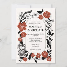 Gothic Halloween Black och Burgundy Bröllop