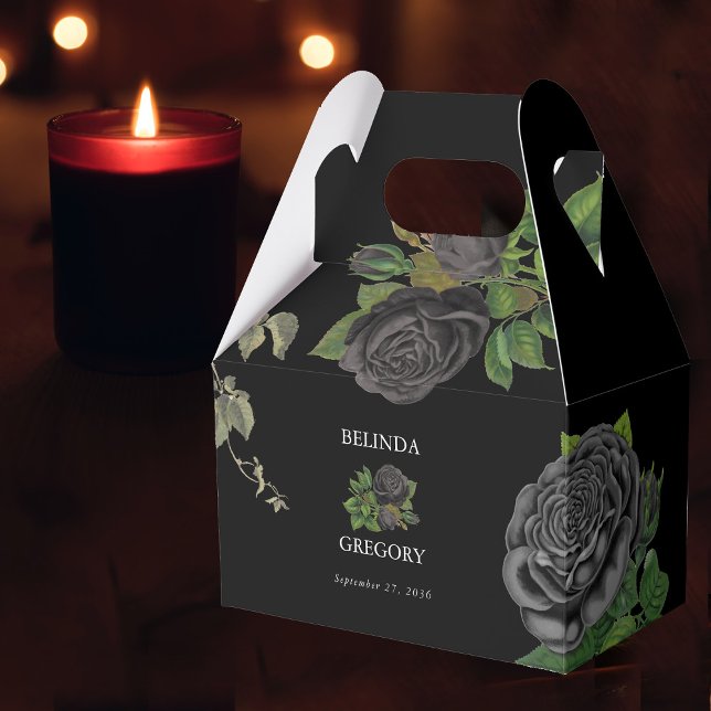Gothic Halloween Black Ro Bröllop Presentaskar (Gothic Halloween Black Roses Wedding Favor Box)