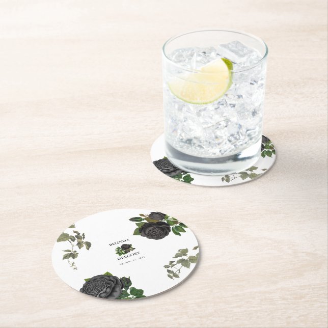 Gothic Halloween Black Ro Bröllop Underlägg Papper Rund (Insitu)