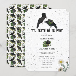 Gothic Halloween Black Ro Kråka Bröllop Inbjudningar