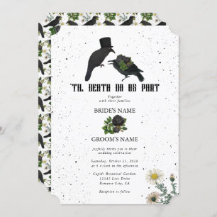 Gothic Halloween Black Ro Kråka Bröllop Inbjudningar