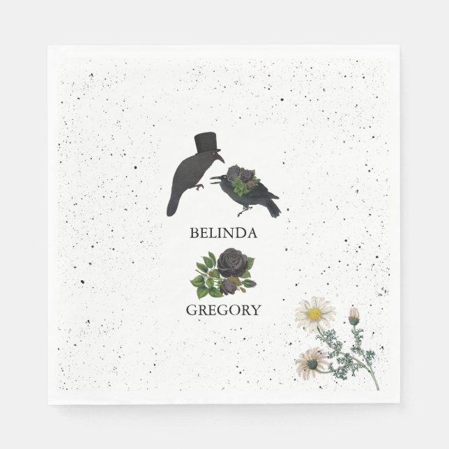 Gothic Halloween Black Ro Kråka Bröllop Pappersservett (Framsidan)