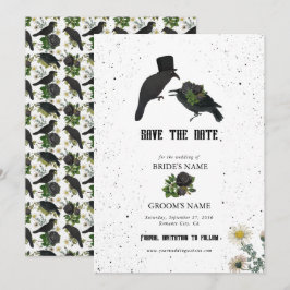 Gothic Halloween Black Ro Kråka Bröllop Spara Datumet