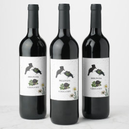 Gothic Halloween Black Ro Kråka Bröllop Vinflaska Etikett