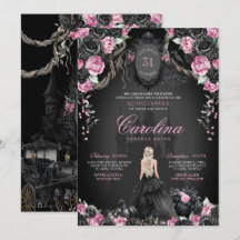 Gothic Halloween Black Rosa Princess Quinceanera