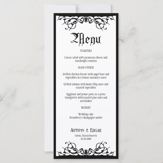 Gothic Halloween Bröllop Menu (Framsida)