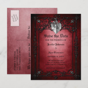 Gothic halloween bröllop spara datum-vykort meddelande vykort