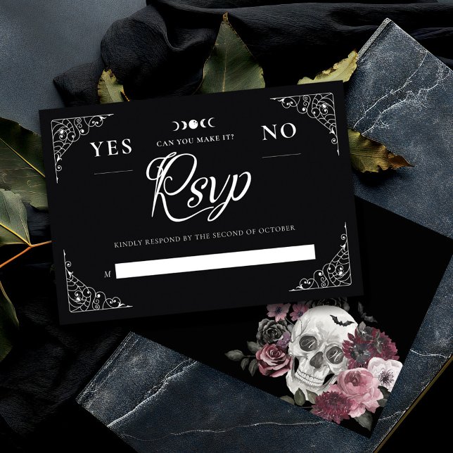 Gothic Halloween Bröllop Spirit Board Black OSA Kort (Gothic Halloween Wedding Spirit Board Black RSVP Card)