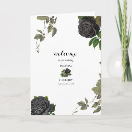 Gothic Halloween Bröllop White Order of Service Program