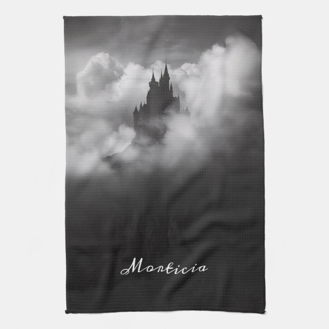 Gothic Halloween Castle Black Home Decor Kökshandduk (Vertikal)