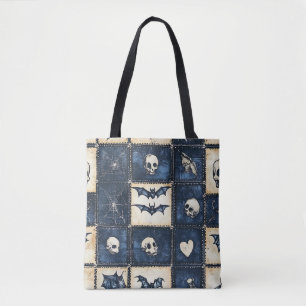 Gothic Halloween Denim Patchwork Mönster Tygkasse