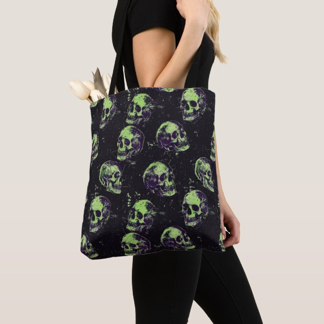 Gothic Halloween Döskallars Spooky Season Tygkasse (Närbild)
