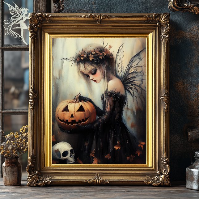 Gothic Halloween Fairy & Pumpkin Mörk Fantasy Art Poster (Skapare uppladdad)