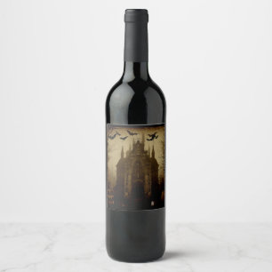 Gothic/Halloween/fall/pumpkin Vinflaska Etikett
