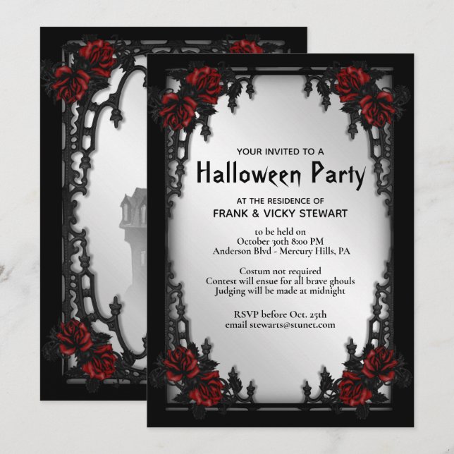 Gothic Halloween fest-inbjudan Inbjudningar (Fram/baksida)
