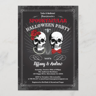 Gothic halloween fest inbjudan. Svartvit Inbjudningar