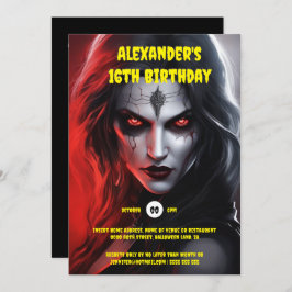 Gothic halloween fest röd svart inbjudningar