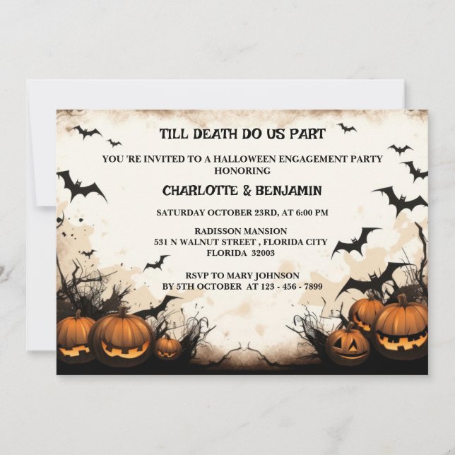 Gothic Halloween-firande för förlovning Inbjudningar (Framsida)