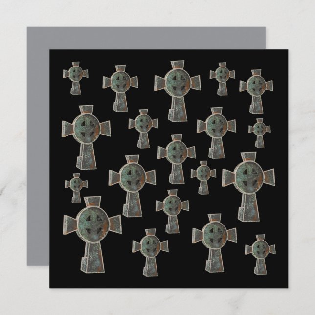 Gothic Halloween Graveyard Headstone Kor Teckning Kort (Fram/baksida)