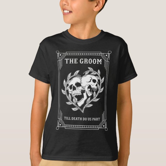 Gothic Halloween Groom Bride Bröllop Chelorette Pa T Shirt (Framsida)
