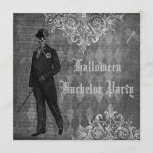 Gothic Halloween Groom Shabby chic Bachelor Party Inbjudningar
