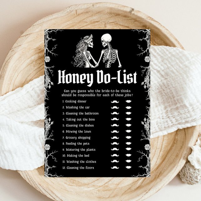 Gothic Halloween Honey Do List Bröllopsduschspel Inbjudningar (Skapare uppladdad)